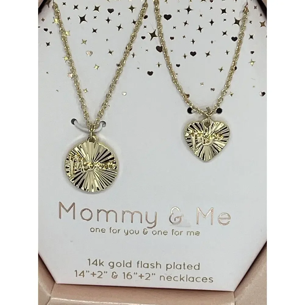 Unwritten 14K Gold Plated Mommy & Me Necklace(2 Piece Set)Gift For Mom Chic NEW